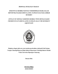 EFEKTIVITAS MEMBRAN KITOSAN TERMODIFIKASI SILIKA DALAM MENURUNKAN KADAR SODIUM LAURYL SULPHATE (SLS) PADA LIMBAH DETERJEN