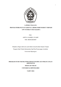 LAPORAN MAGANG
PROYEK PEMBANGUNAN GEDUNG LABORATORIUM RISET TERPADU 
UPN VETERAN YOGYAKARTA