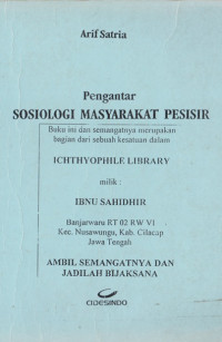 Pengantar sosiologi masyarakat pesisir